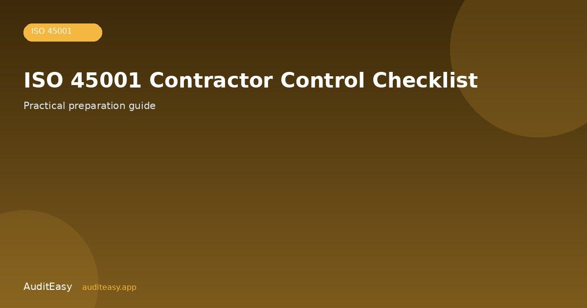 ISO 45001 Contractor Control Checklist